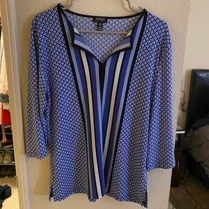 Jones New York Blue Patterned Blouse